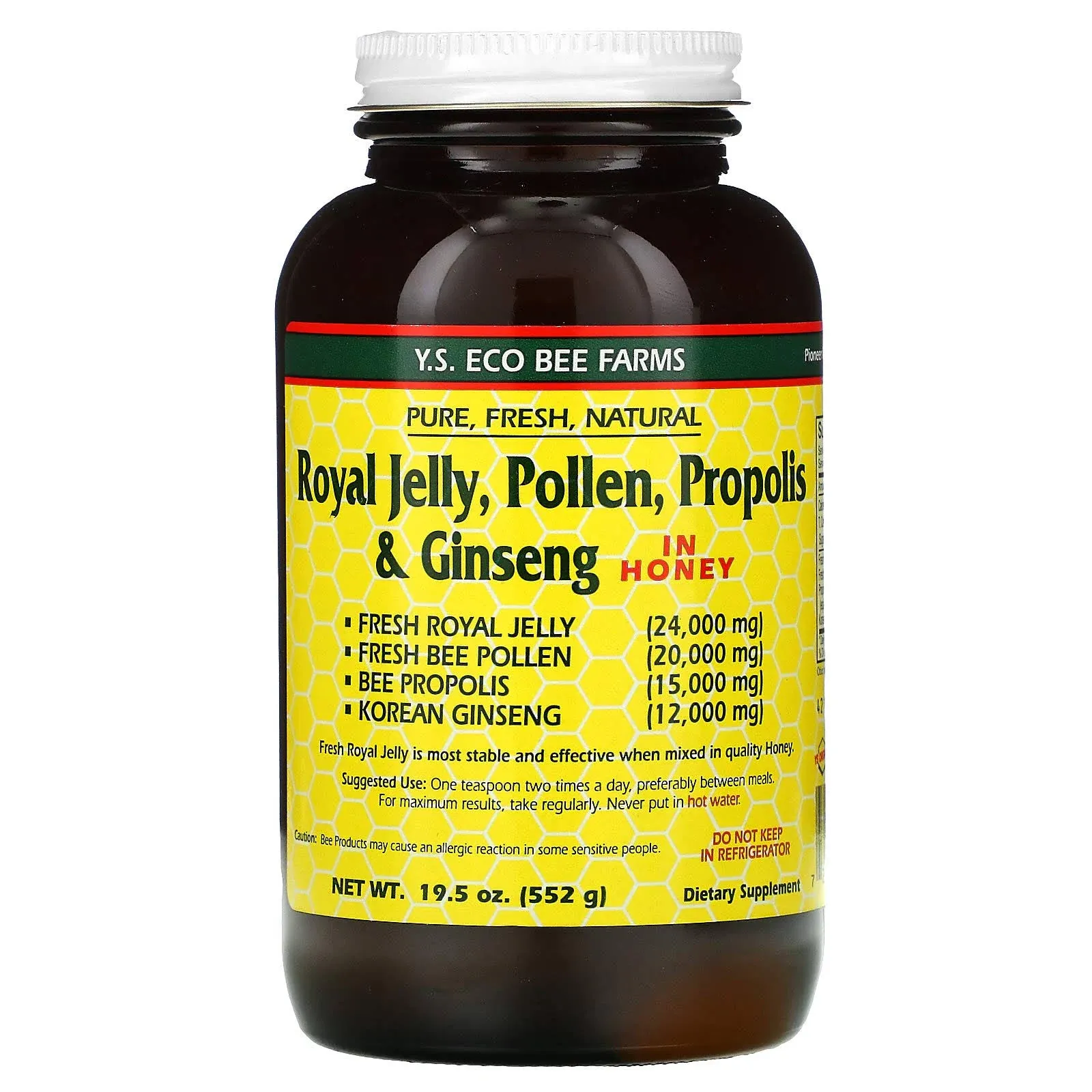 YS Eco Bee Farms Royal Jelly Pollen Propolis and Ginseng, 24000 mg - 19.5 oz bottle