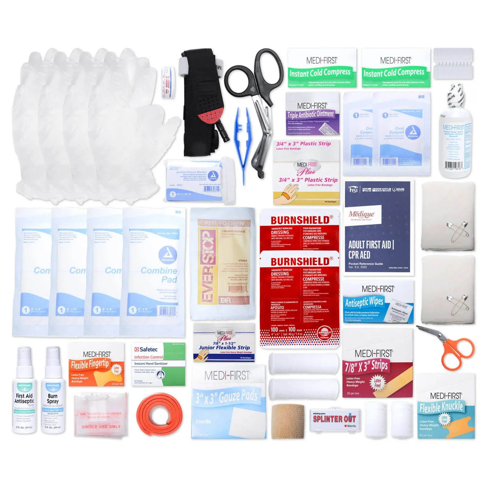 First Aid Kit Refill Pack - 414 pcs - ANSI 2021 Class B - Fills Large 3 Shelf Industrial Cabinets - Single Use Packets - No Medications - Reliable Adhesive Bandages & Gauze for Refills