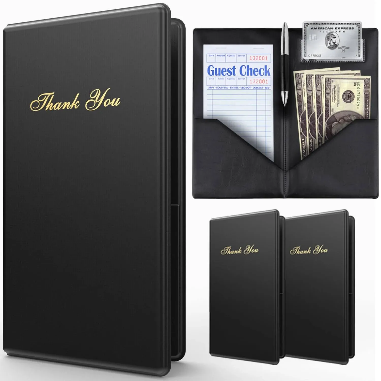 Premium Check Presenters - 2 Pack, Durable and Elegant Guest Check Books for Res