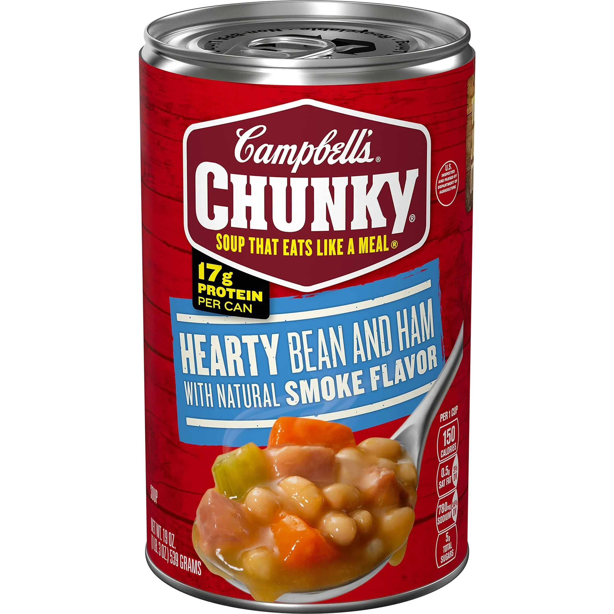 Campbell's Chunky Hearty Bean and Ham with Natural Smoke Flavor Soup, 19 oz.