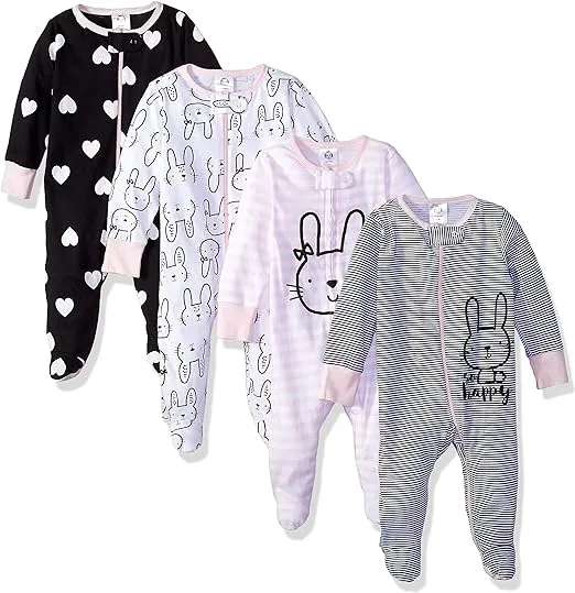 Gerber Baby Girls' 4 Pack Sleep 'N Play Footie