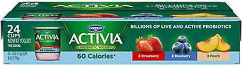 Activia Light Strawberry Peach Blueberry Probiotic Yogurt, 4 Ounce - 24 per pack -- 1 each.