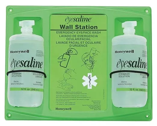 Honeywell HON32-000462-0000 Fend-all 32 oz. Double Bottle Eyesaline Sperian Sterile Eye Wash Wall Station, English, 15.34 fl. oz. Volume, Plastic, 1" x 1" x 1"