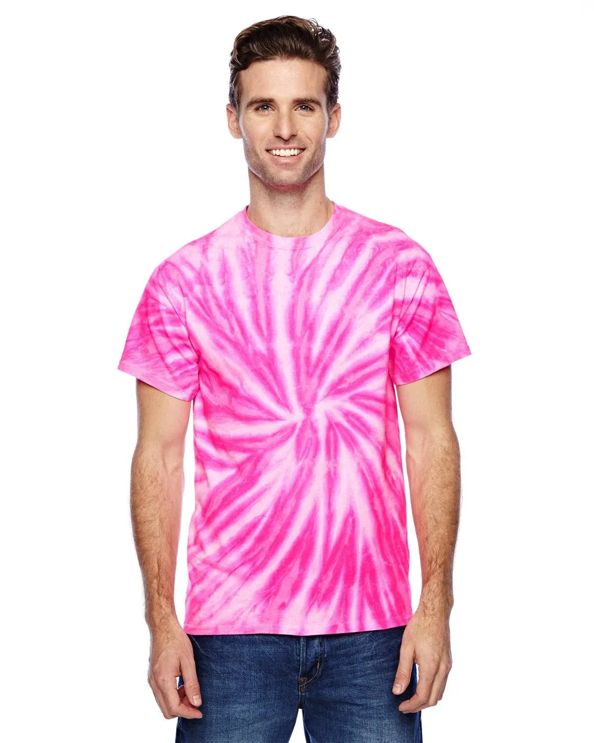 Tie-Dye CD110 Adult 100% Cotton Twist Tie-Dyed T-Shirt - Neon Bubblegum - S