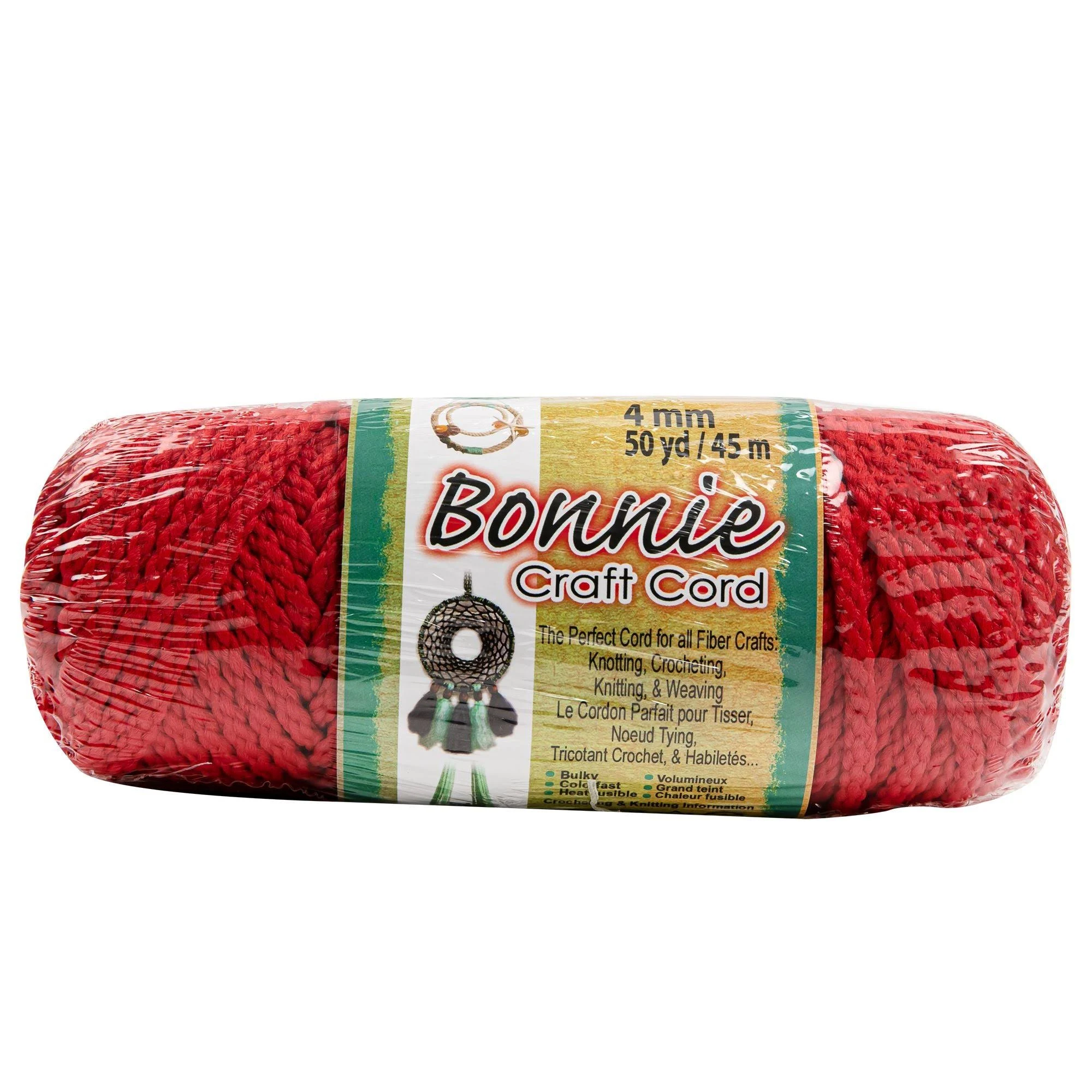 Pepperell Bonnie Macrame Craft Cord 4mmX50yd - Red