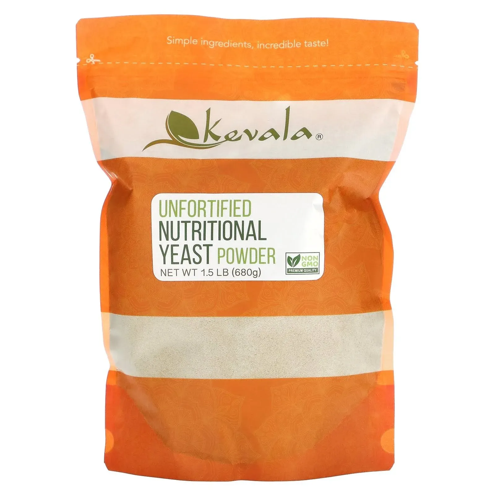 Kevala Unfortified Nutritional Yeast Powder - Unfortified, Snacks and Popcorn Seasoning, Vegan Parmesan Cheese Substitute, Baking Bread, 1.5 lb