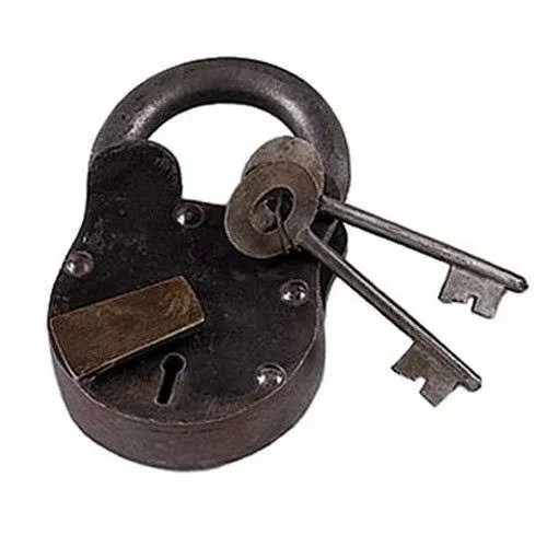 Urban Designs Reproduction Antique 4.5&#034;H Lock Padlock With Keys