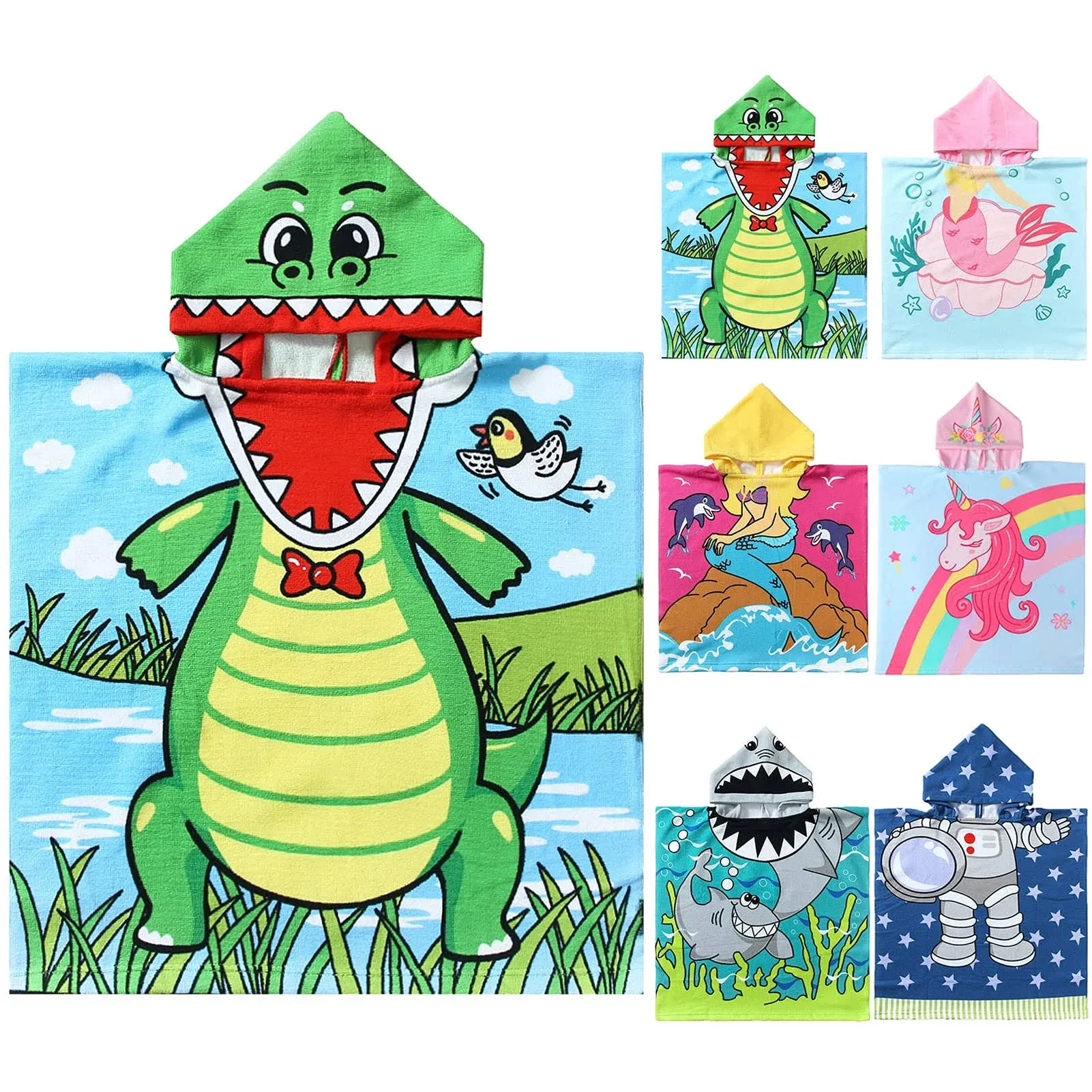 Novforth Kids Beach Towel for Boys Girls, Alligator Hooded Bath Towel Wrap, Todd