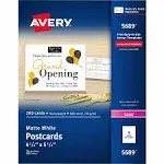 Avery Printable Postcards for Laser Printers, 4.25" x 5.5", 200 Blank Cards -- Great for Recipe Cards and Flashcards (5689)