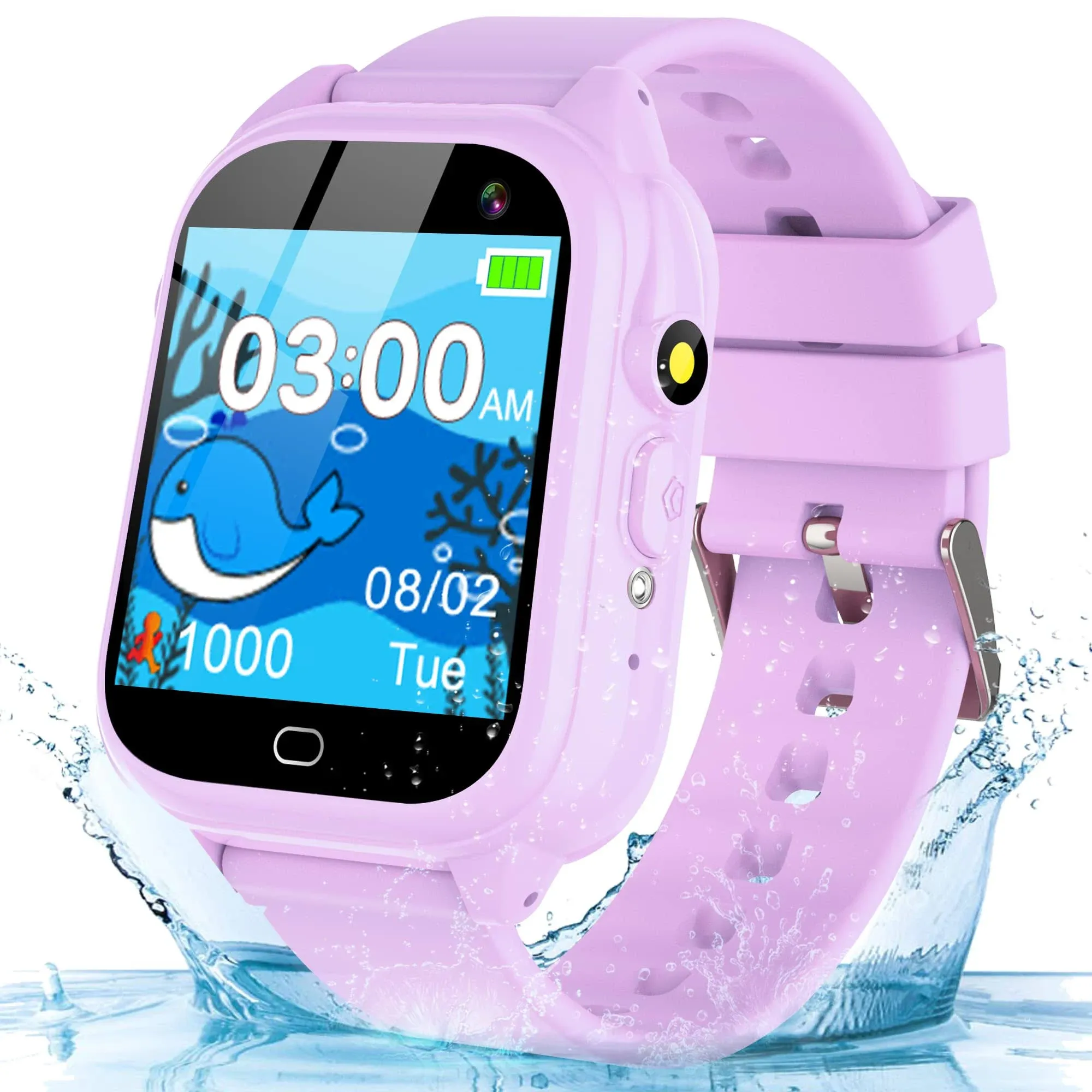 Phyulls Kids Waterproof Smart Watch Gifts for Girls Age 5-12, 26 Games HD Touchscreen Kids Watches with Video Alarm Camera Music Flashlight 12/24 hr Educational Toys Birthday Gift Ages 6 7 8 9 10