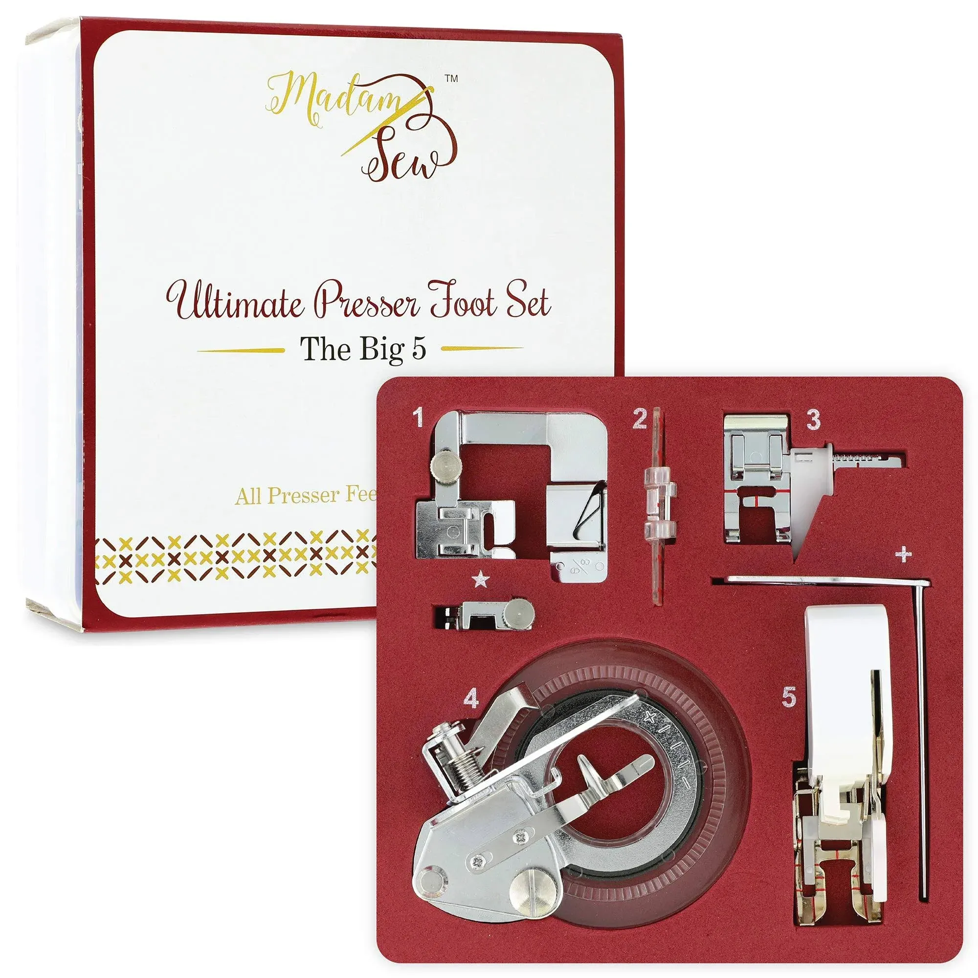 Madam Sew Ultimate Presser Foot Set The Big 5 But Missing 3 Parts See Photos