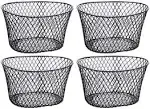 Small Metal Rectangular, Oval and Round Wire Baskets with or without Handles, Black and White, 4-ct Sets (Oval Black Without Handles)