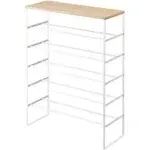 Yamazaki 6-Tier Wood Top Shoe Rack White