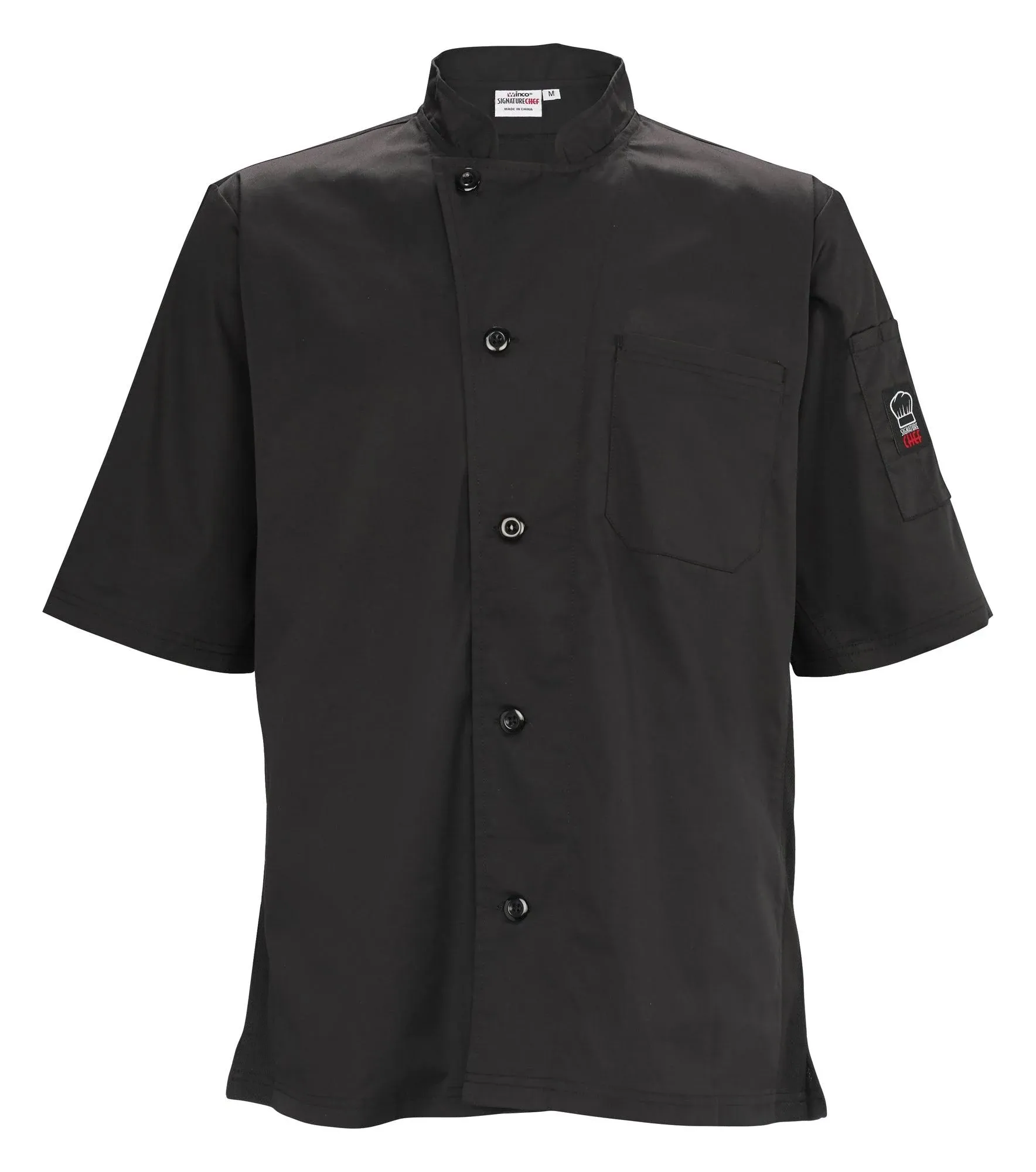 Winco UNF-9KM Medium Black Ventilated Shirt