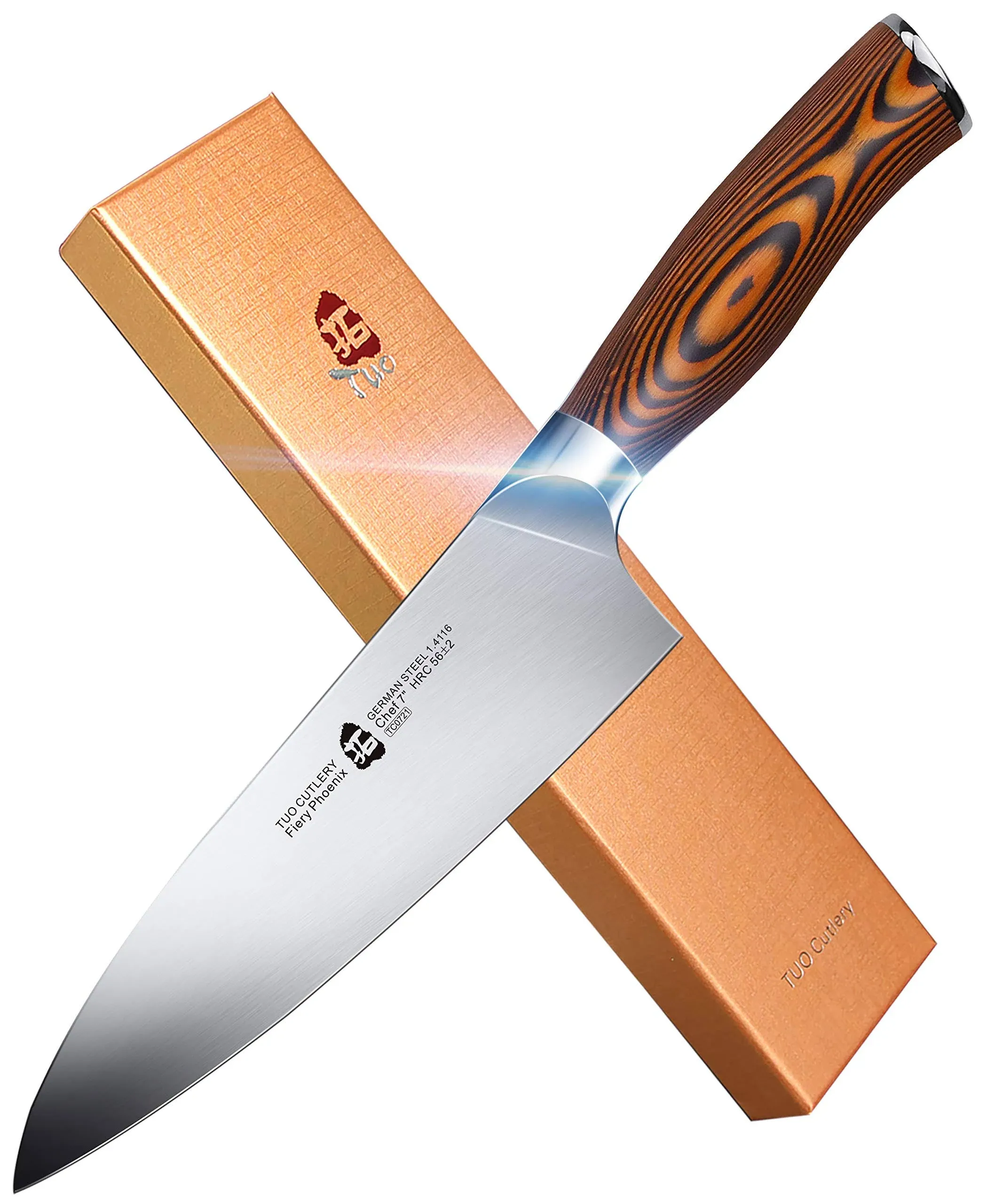 TUO Chef Knife- Kitchen Chef s Knife - H Sz_7&#034; chef knife_Stainles<wbr/>s Steel,Fiery