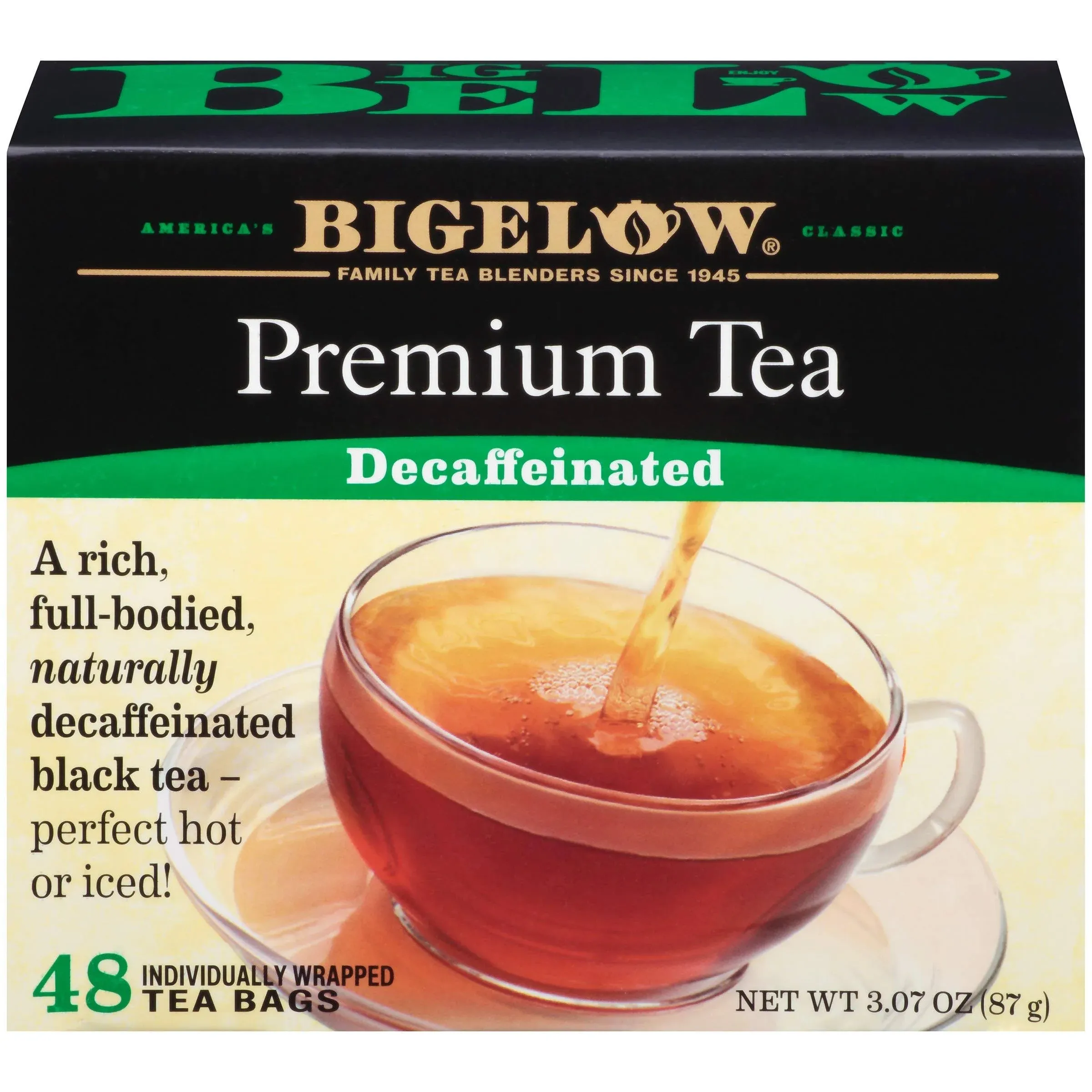 Bigelow Premium Black Tea, Decaffeinated - 48 bags, 3.07 oz box