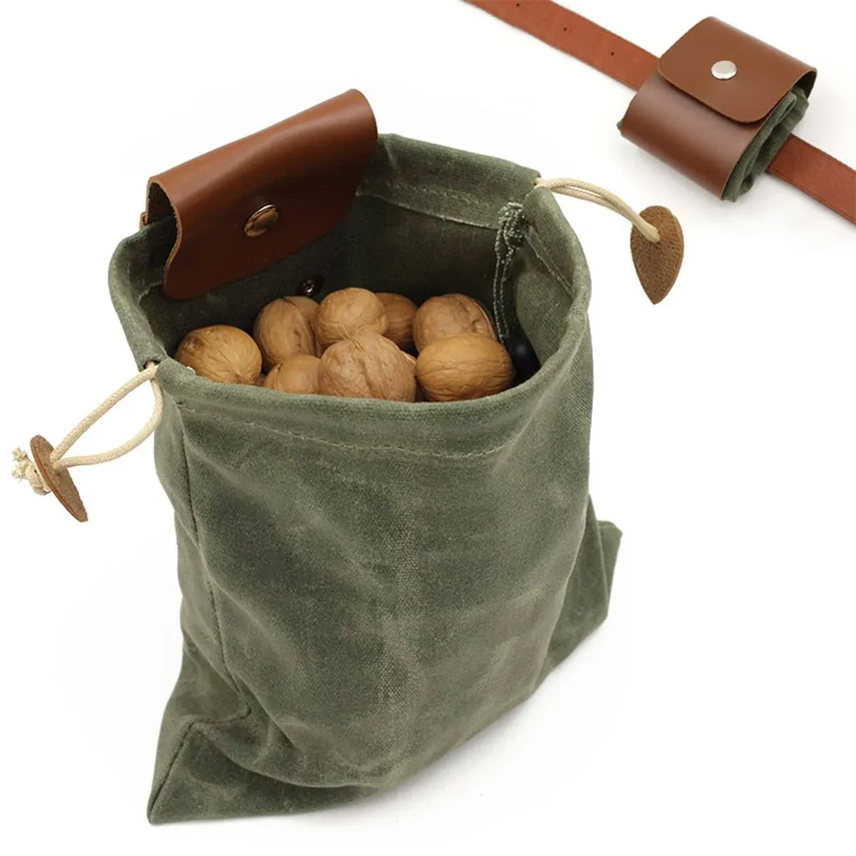 Foraging Bag Waxed Canvas Collapsible Outdoor Camping Foraging Pouch Mushroom...