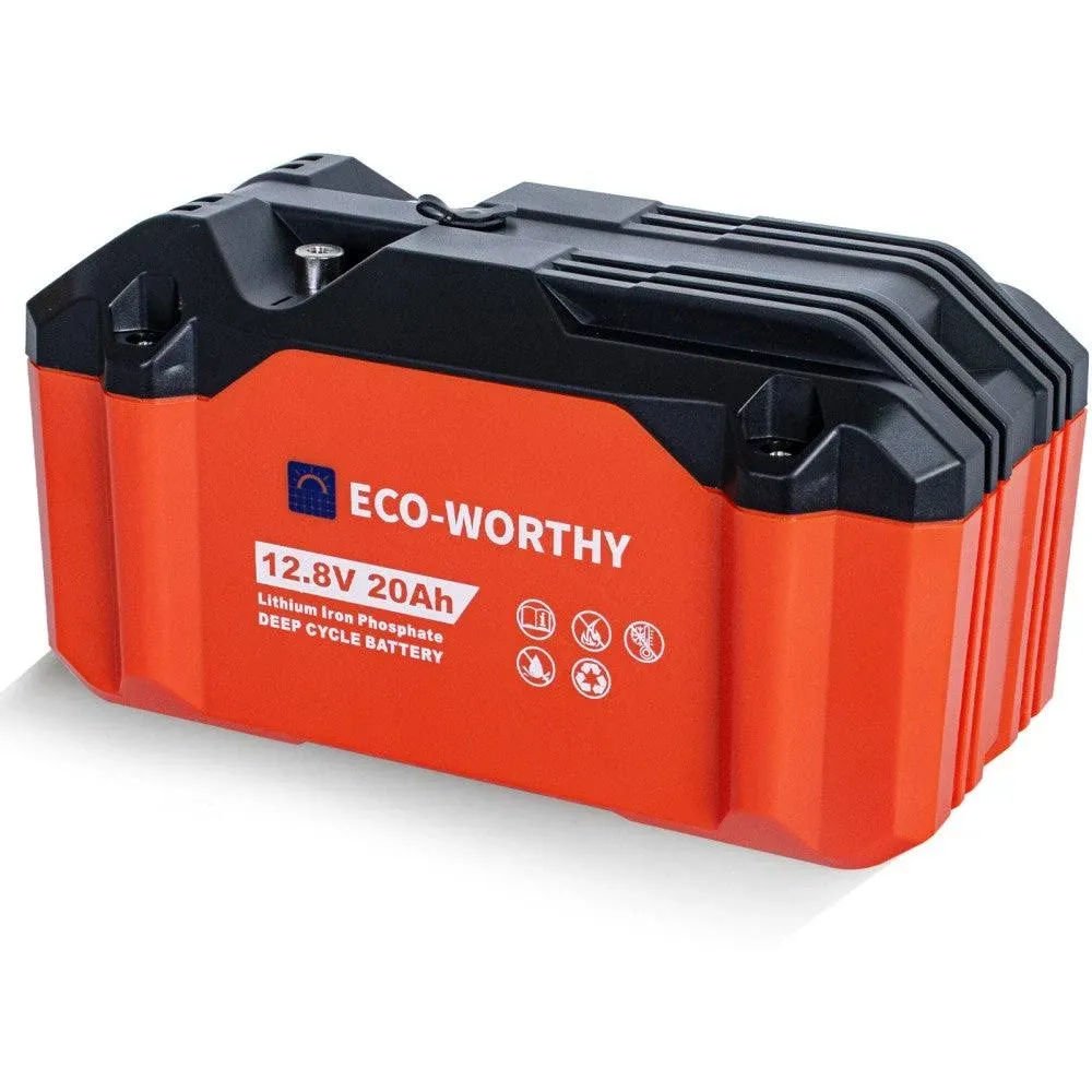 ECO-WORTHY Portable 12V Lithium Battery, 20Ah LiFePO4 Deep Cycle Rechargeable