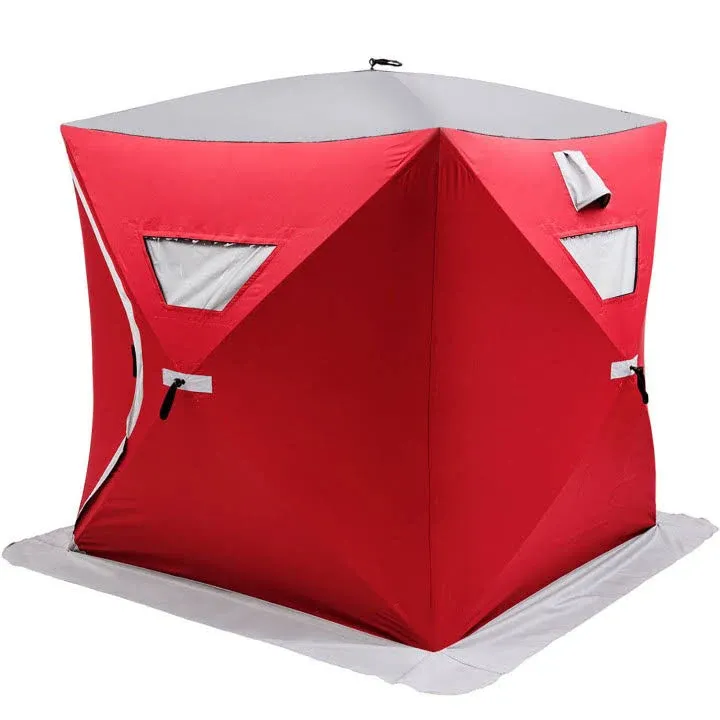 VEVOR 2-3 Person Ice Fishing Shelter Tent, 300D Oxford Fabric Portable Ice Shelter with Pop-up Pull Design, Strong Waterproof and Windproof Ice Fish Shelter for Outdoor Fishing