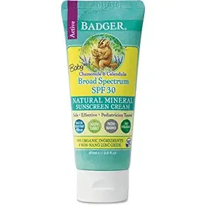 Badger Balm Zinc Oxide Sunscreen Cream - SPF 30 - Chamomile & Calendula - 2.9 oz