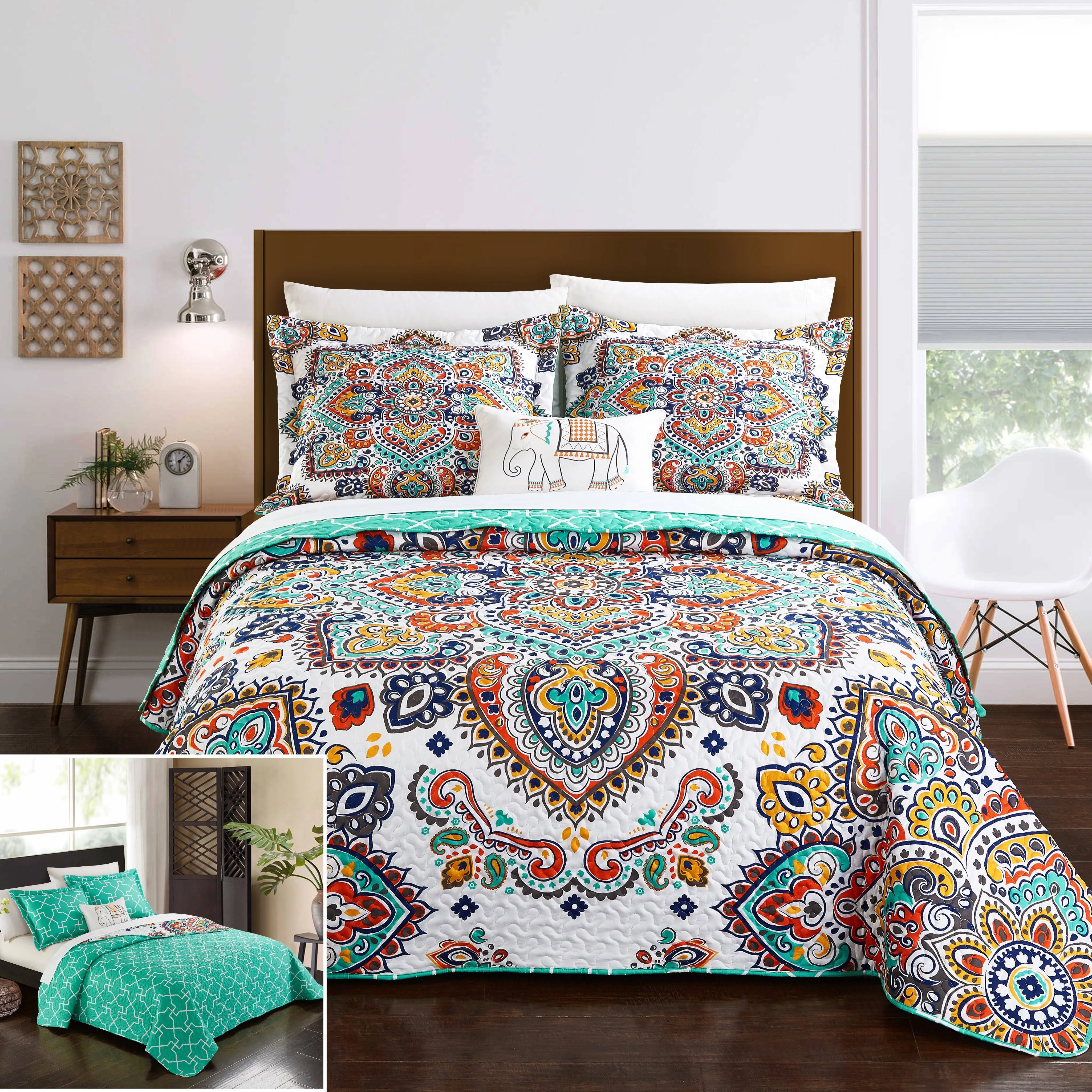 Chic Home Chagit 4 Piece Queen Quilt Set - Aqua