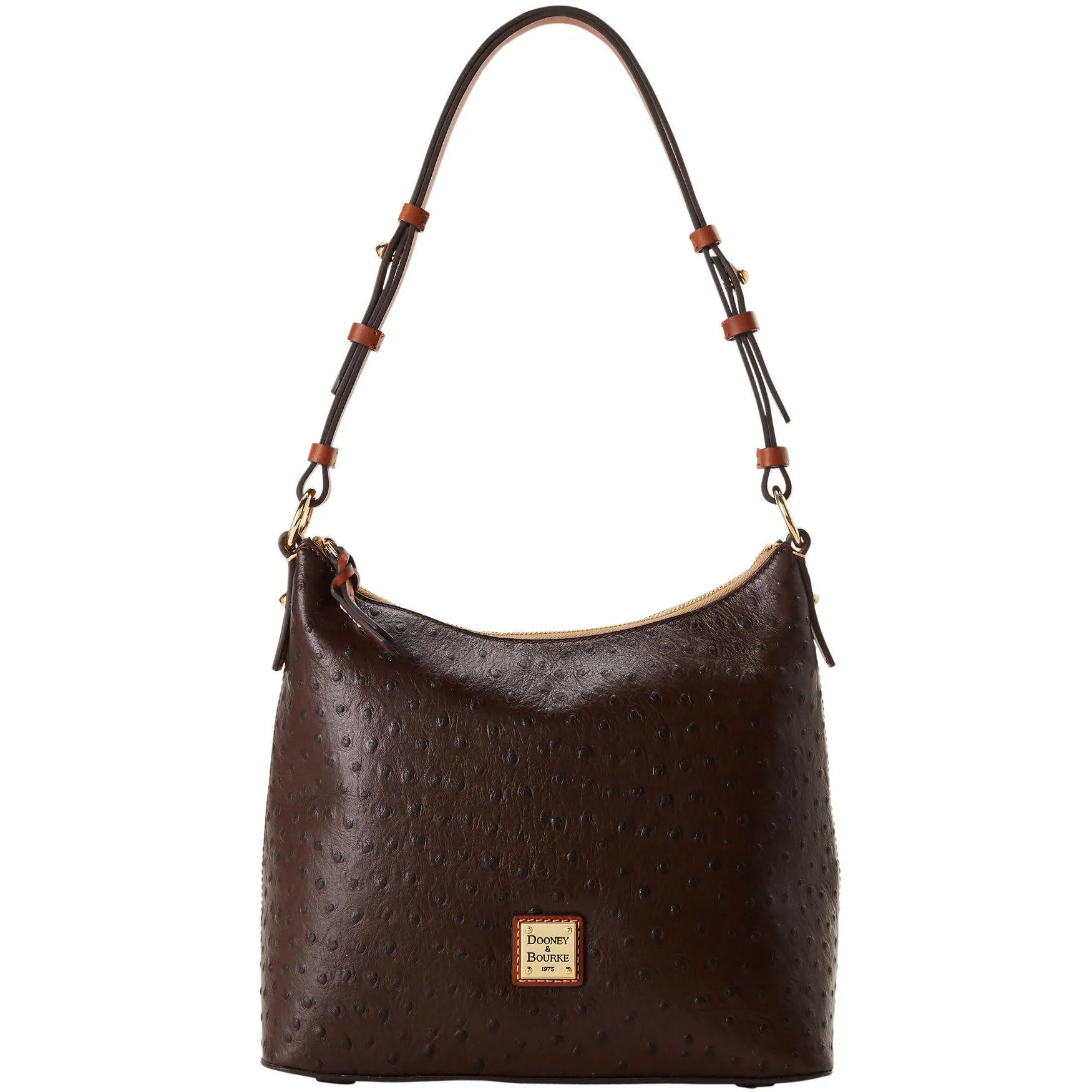 Dooney & Bourke Women's Ostrich Hobo Leather Shoulder Bag in Caramel