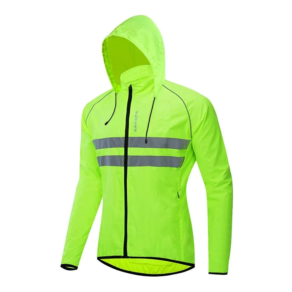 WOSAWE Packable Cycling Jacket Hooded Running Coat Lightweight Biking Windbreaker