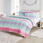 Dream Factory Tie Dye Stripe Bed in A Bag Comforter Set Full / Pink