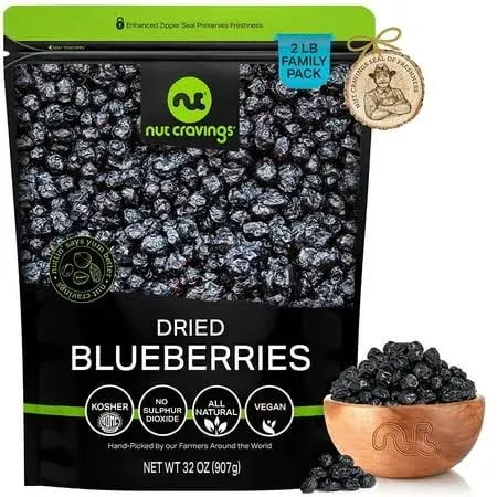 Sun Dried Blueberries, Lightly Sweetened 32oz by Nut Cravings, Size: 2 lbs