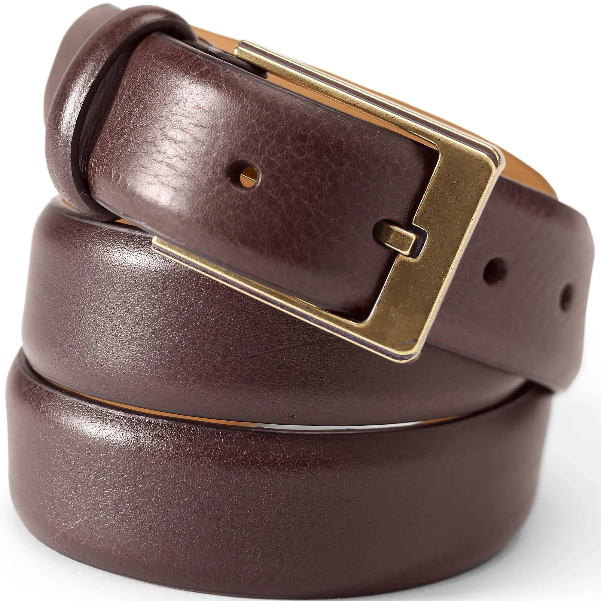 Lands' End Men's Feather Edge Dress Belt - 30 - Brown