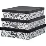 Soul & Lane Decorative Cardboard Storage Boxes With Lids for Home Décor - Set of 3: Floral Photo Storage Box, Paperboard Letter Box, Nesting Scrapbook Paper Storage, Memory Box For Keepsakes