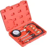 Jack Boss Compression Tester 8pcs Engine Cylinder Pressure Gauge Test Kit with Portable Storage Case, Range of 0-300 Psi, Fits for Universal Automotive Cars and Motorcycles