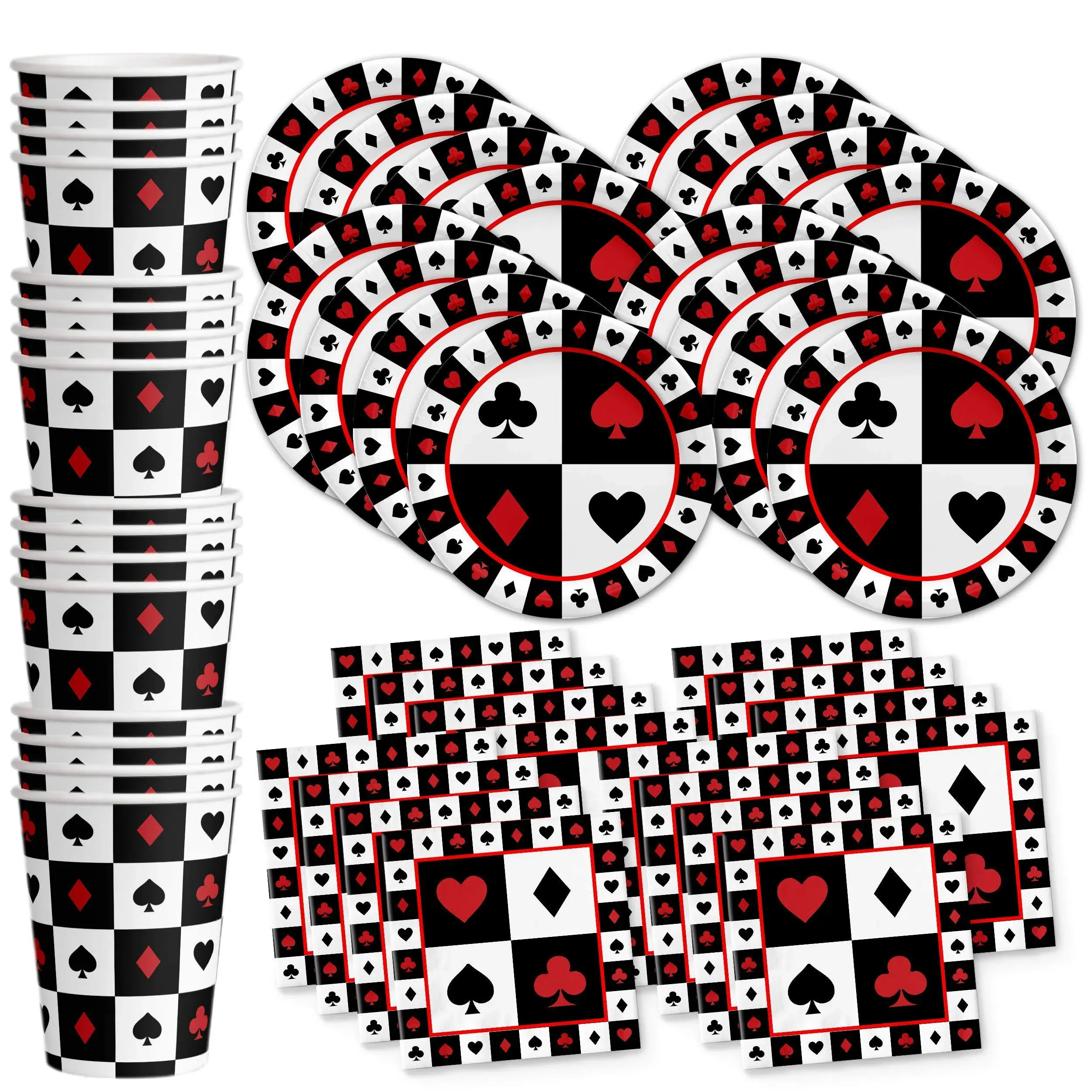 Casino Card Night Birthday Party Supplies Set Plates Napkins Cups Tableware Kit 