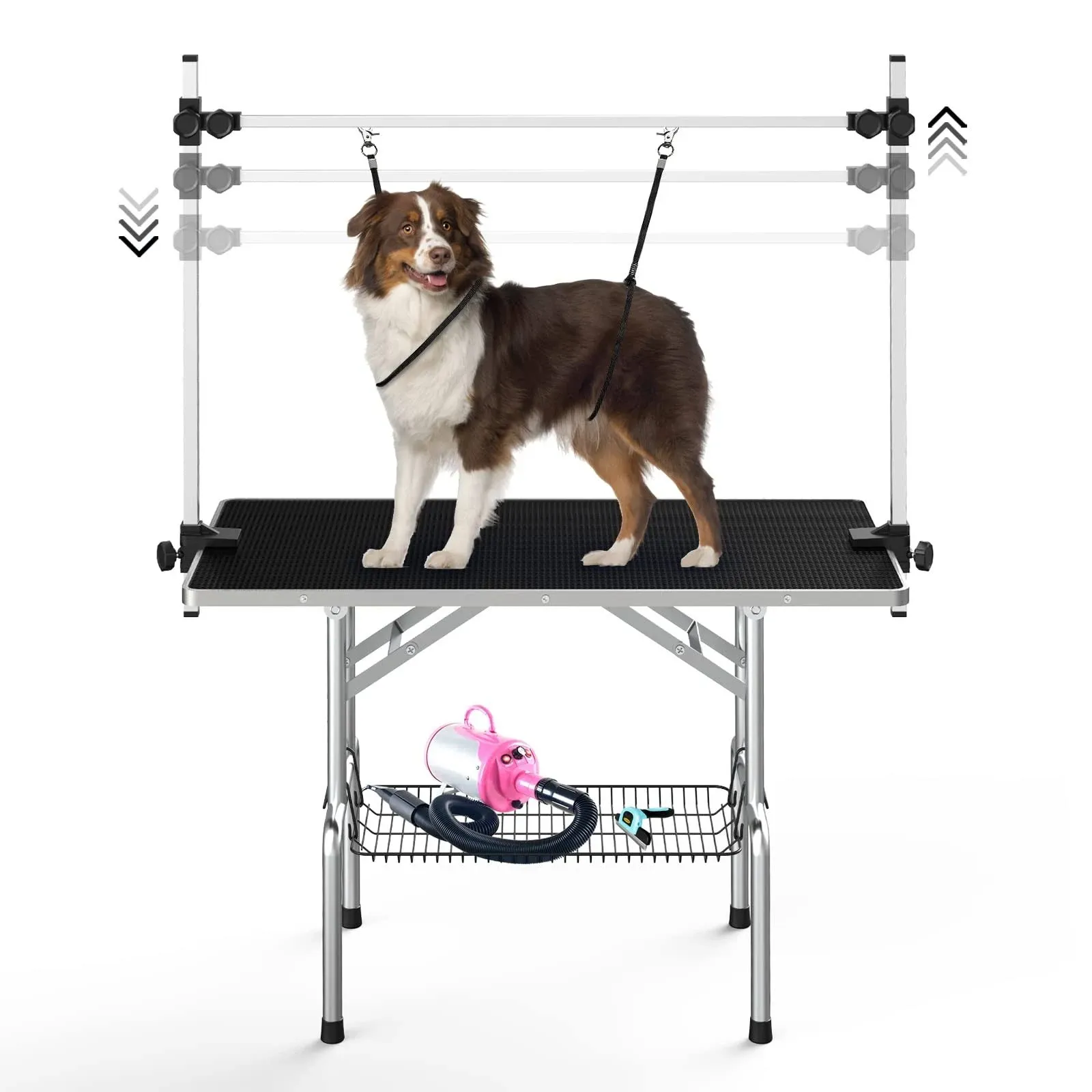 Lyromix Dog Grooming Table, Adjustable Large Pet Drying Desktop, Foldable Bathing ...