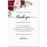 321Done Thank You Place Setting Cards, Made in USA - White 4x6, Watercolor Red Roses, Appreciation Notes for Wedding, Party, Retirement, Graduation, Birthday, Baby, Bridal Shower - Pack of 50