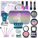 10Leccion Girls Makeup Kit for Kids, Non Toxic Washable Mermaid Makeup, Kids Makeup Sets for Girls 5-8,Mermaid Toys for Girls 4-6 8-10, Real Make Up