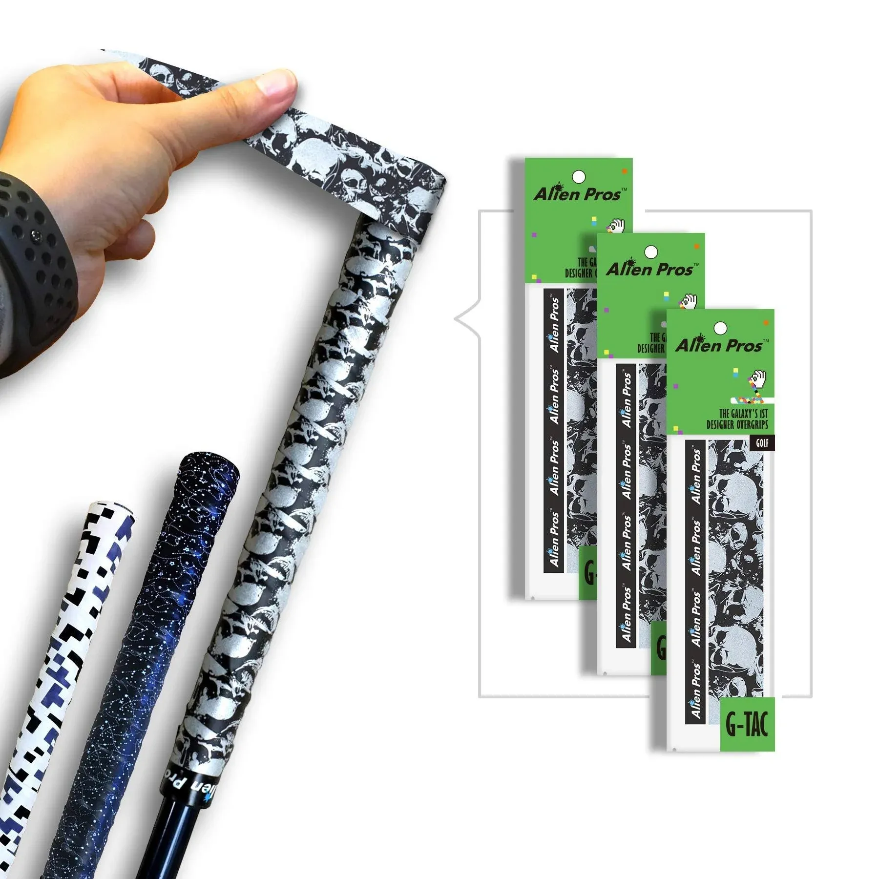 ALIEN PROS Golf Grip Wrapping Tapes - Innovative Golf Club Grip Solution - Enjoy a Fresh New Grip Feel in Less Than 1 Minute