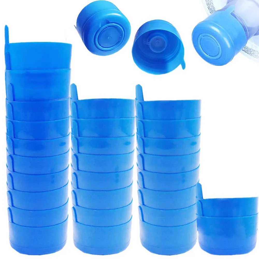 30 Pack Non Spill Caps,Reusable 55mm 3 and 5 Gallon Water Bottle Snap On Cap,Replacement Non-Spill Anti Splash Water Jug Caps