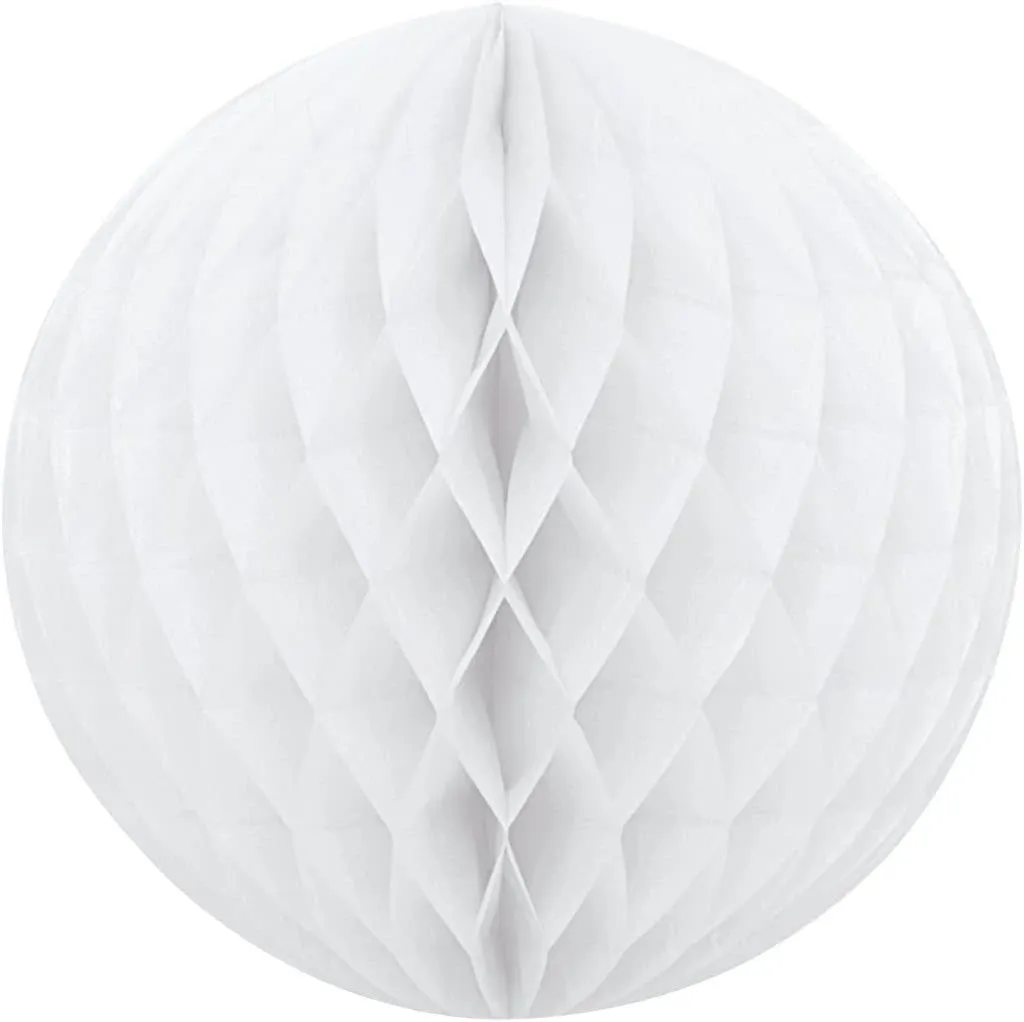 White 8&#034; Tissue Honeycomb Ball Party Decorations