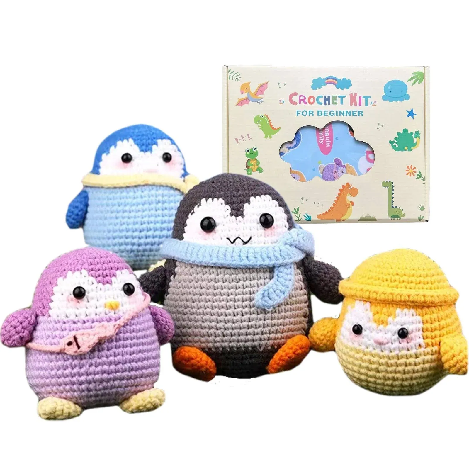 Crochet kit for Beginners Animal Family DIY Knitting kit for Adults &amp; Kids Le...