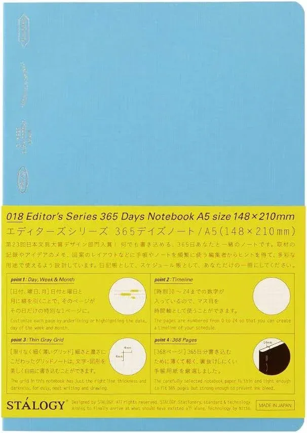 018 Editor&#039;s Series 365 Days Notebook a5/blue one Pack