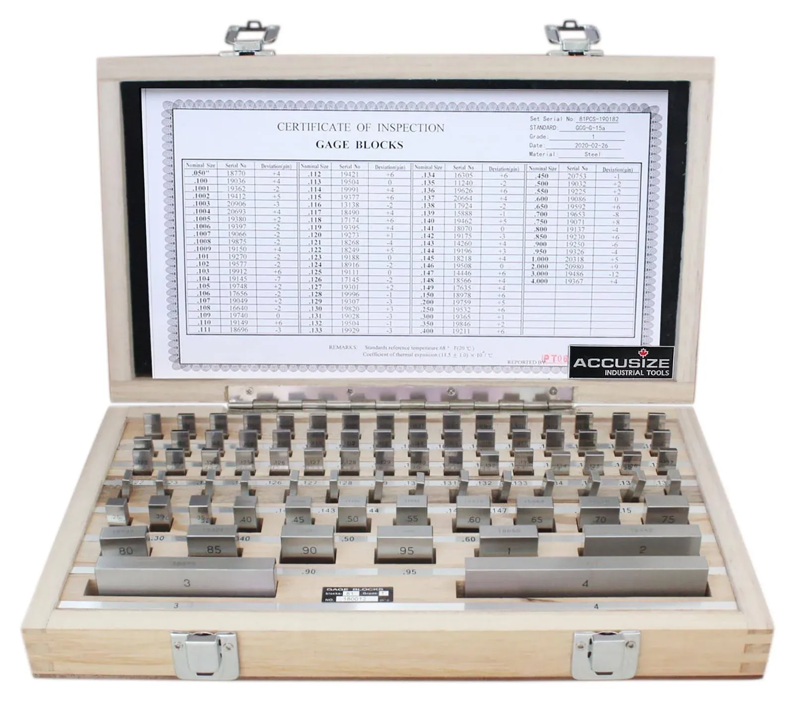 Accusize Industrial Tools Accusize 81 Pc Grade As-1 Steel Gage Block Set