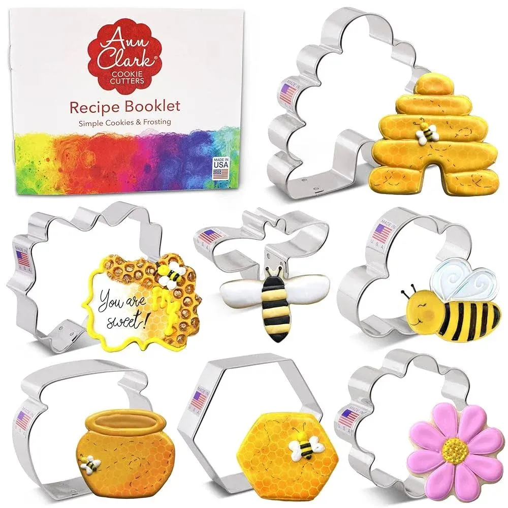 Ann Clark Cookie Cutters 7 Piece Bee Cookie Cutter Set with Recipe Booklet, Cute ...