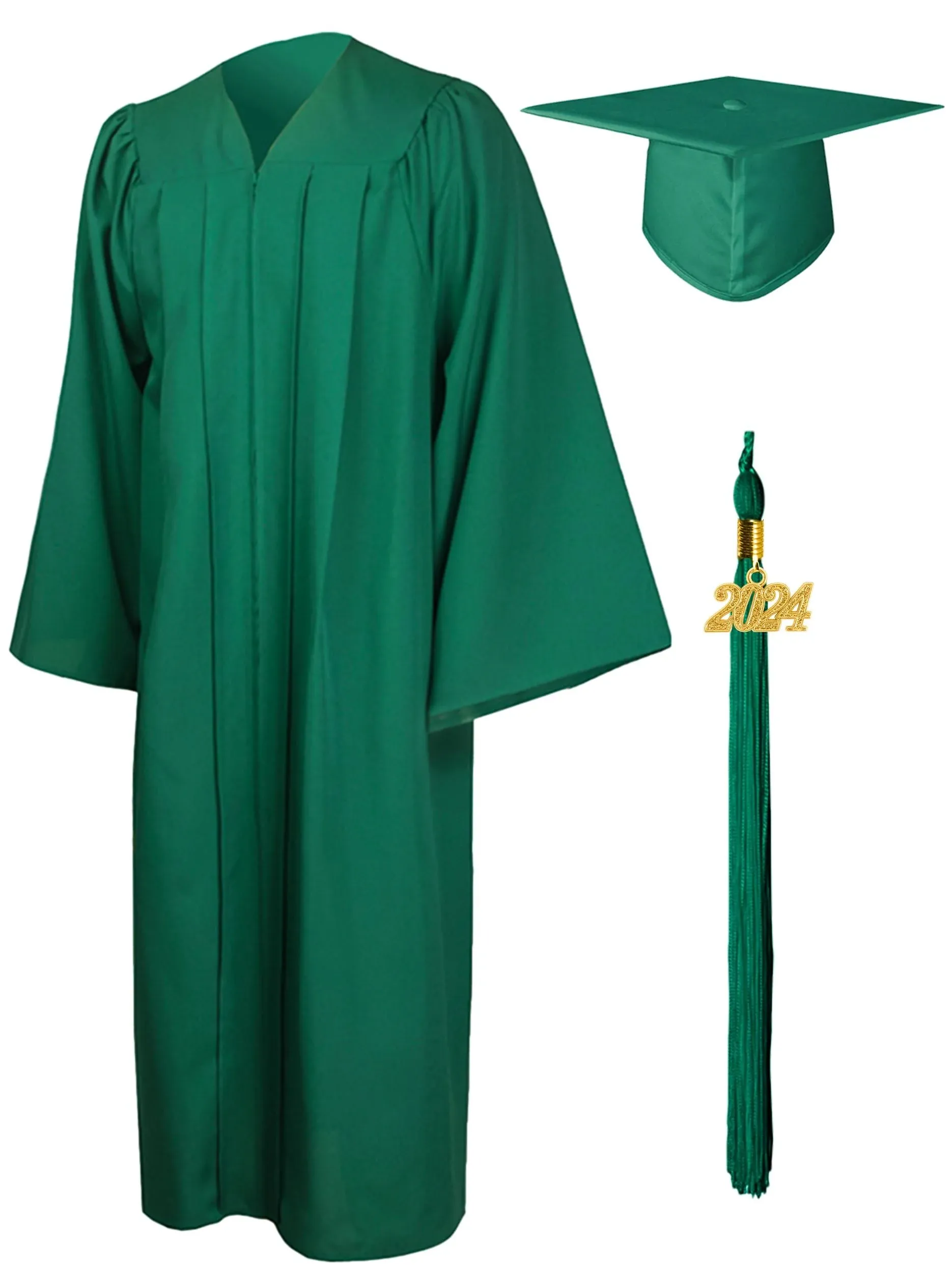 GraduationMall Matte Graduation Gown Cap Tassel Set 2024 for High School and Bachelor