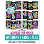 Stuff2Color Super Pack of 18 Fuzzy Coloring Posters (Unicorns & Fairy Tales Edition) - Arts & Crafts for Girls and Boys - Great for After SC