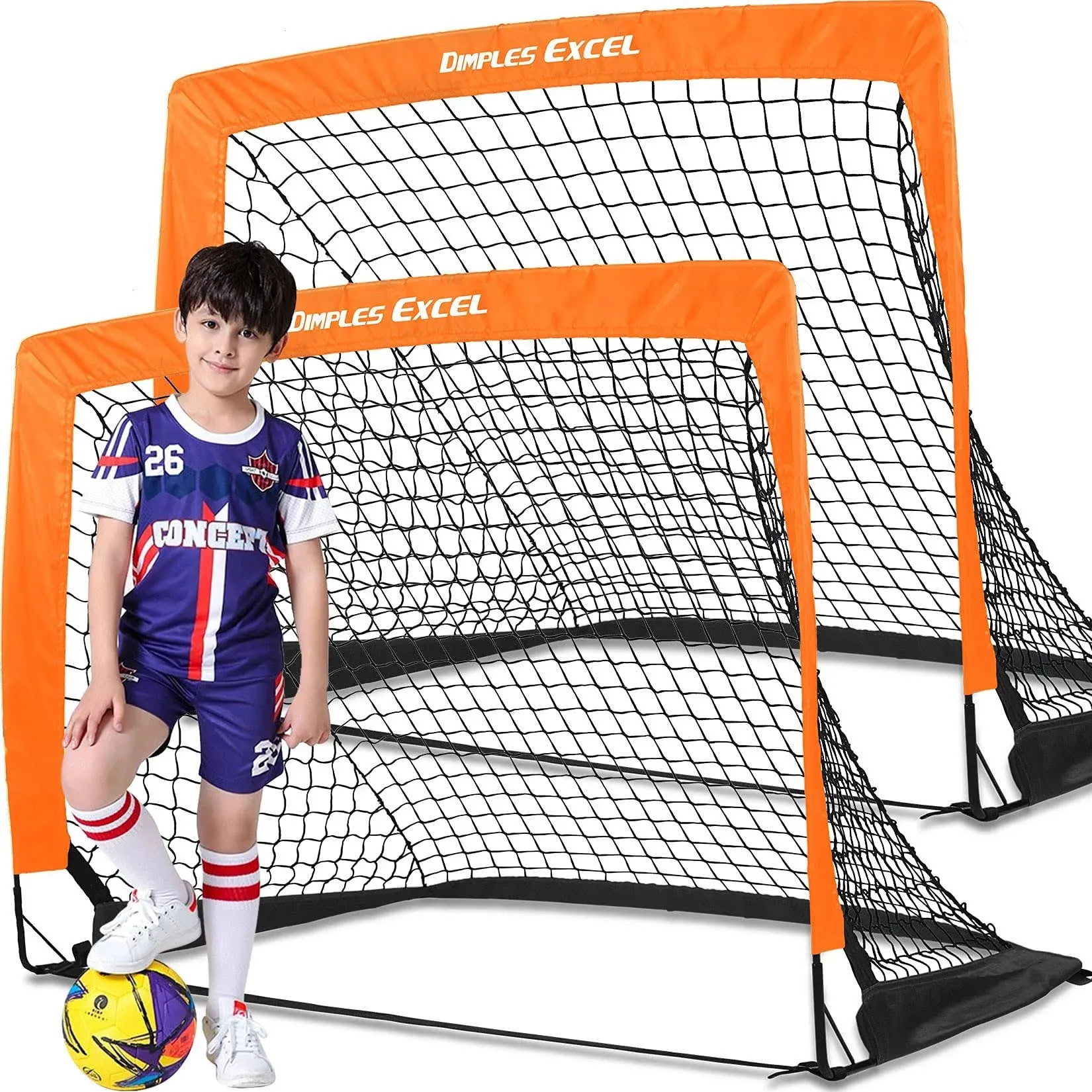 Dimples Excel Soccer Goal Soccer Net for Kids Backyard 4&#039; x 3&#039;, 2 Set