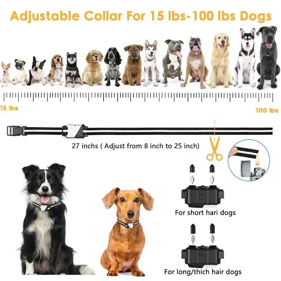 Dog Shock Collar, IP67 Waterproof Dog Training Collar with Remote, 3 Training Modes, Shock, Vibration and Beep, Rechargeable Electric Shock Collar for Large Medium Small Dog