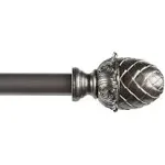 Exclusive Home Acorn 1" Curtain Rod and Coordinating Finial Set, Gunmetal, Adjustable 36"-72"