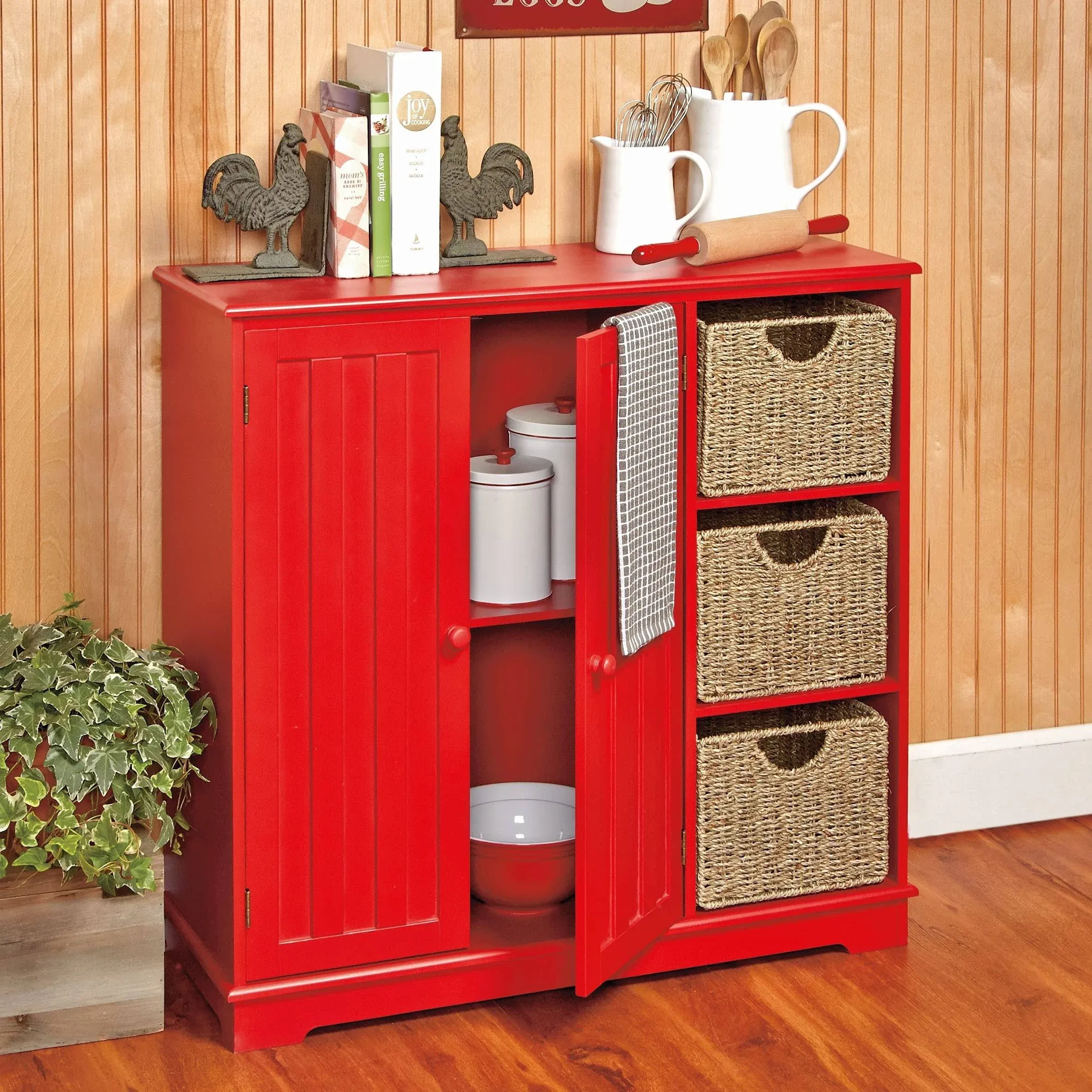 The Lakeside Collection Beadboard Wooden Storage Cabinets or Baskets