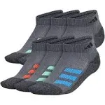 ADIDAS Boys Socks Low Cut Cushioned Aeroready 6 Pack Youth Shoe Size 3Y-9Y